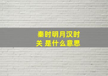 秦时明月汉时关 是什么意思